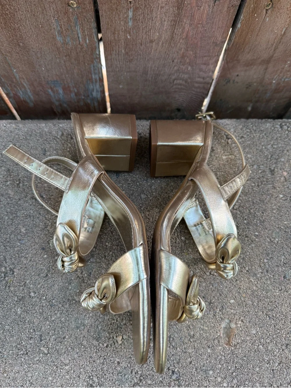 J CREW Women’s Metallic Gold Block Heel Sandals Pumps Size 7